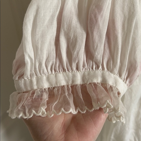 DÔEN flute blouse XXS Salt  Women's Elegant White Ruffle Blouse - Picture 6 of 9